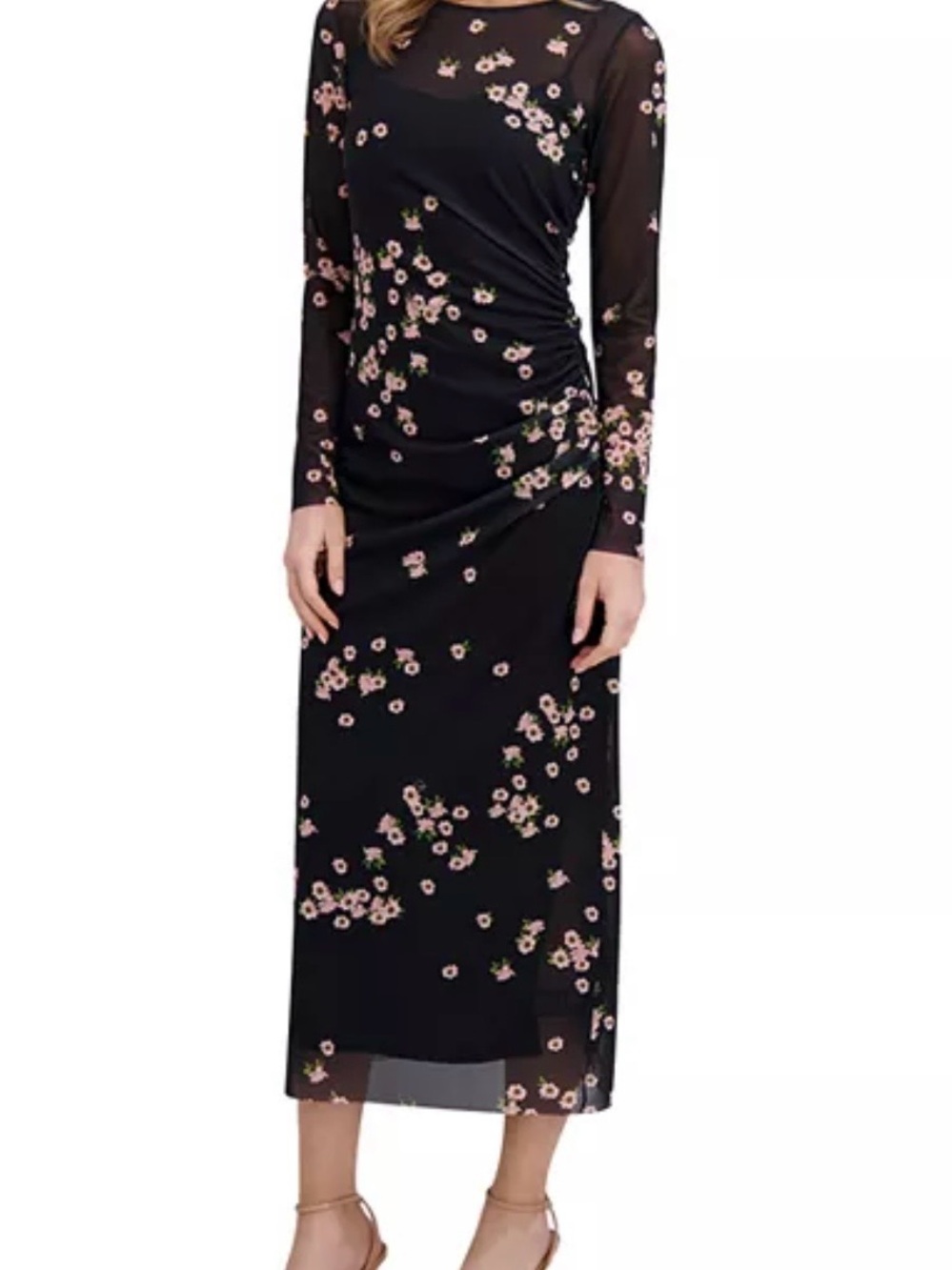 Ted Baker NWT Black Maxi Dress with Pink Floral Print